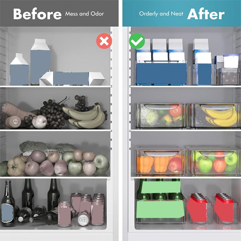 Set Of 7 Fridge Organizers Stackable Refrigerator Organizers With Lids BPA Fruit