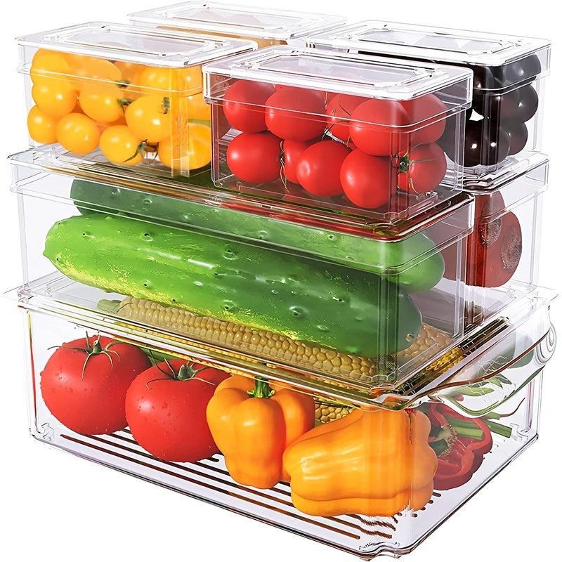 Set Of 7 Fridge Organizers Stackable Refrigerator Organizers With Lids BPA Fruit