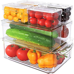 Set Of 7 Fridge Organizers Stackable Refrigerator Organizers With Lids BPA Fruit