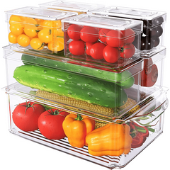 Set Of 7 Fridge Organizers Stackable Refrigerator Organizers With Lids BPA Fruit