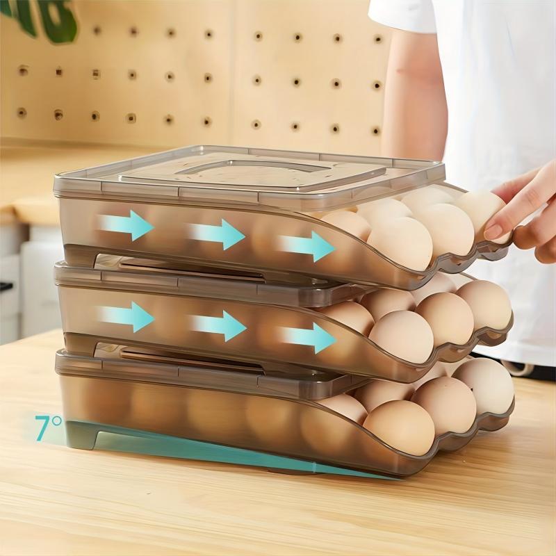 Transparent Plastic Egg Rack for Refrigerator Large Capacity Egg Organizer