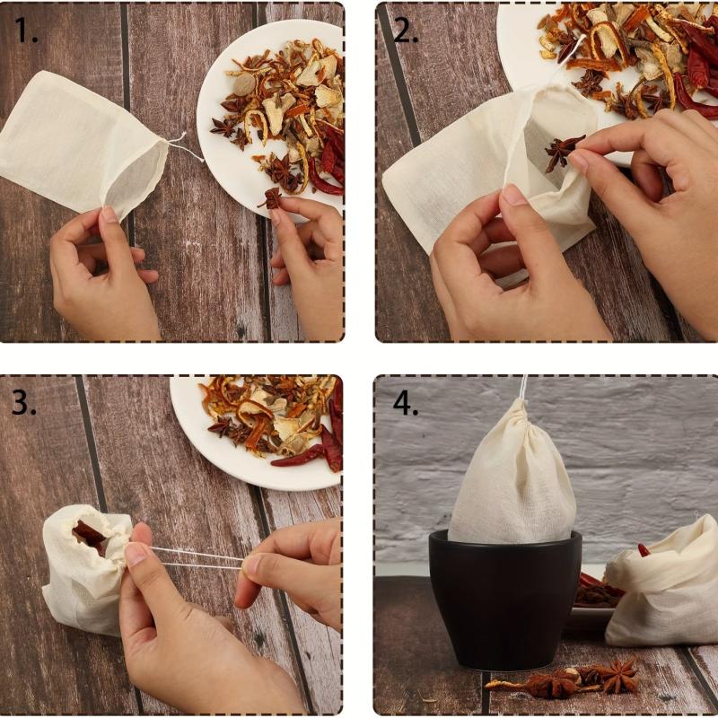 4 Large Cheesecloth Bags for Straining Cold Brew Coffee Nut Milk Tea