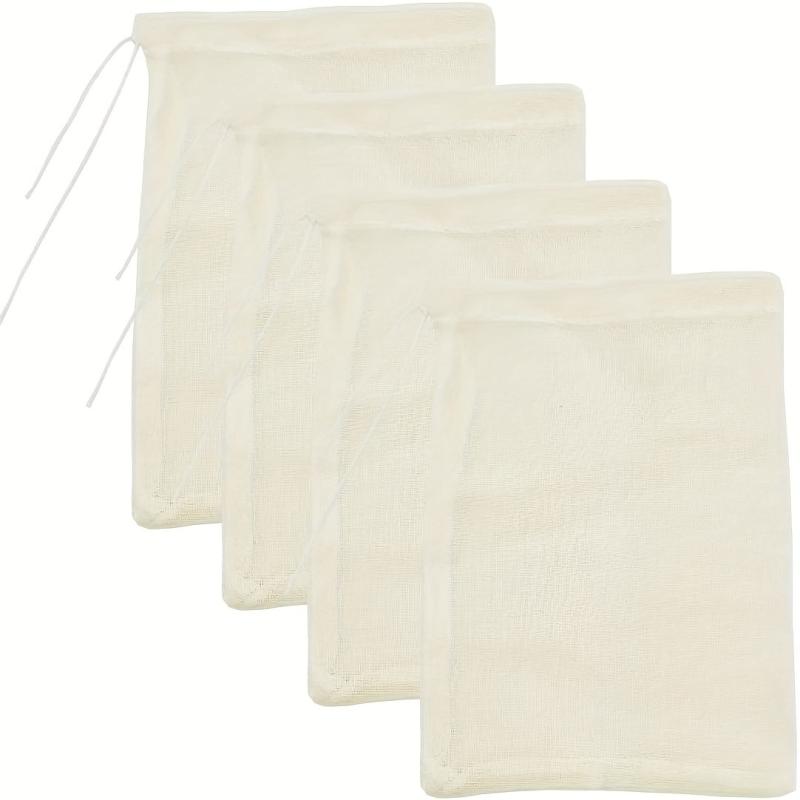 4 Large Cheesecloth Bags for Straining Cold Brew Coffee Nut Milk Tea