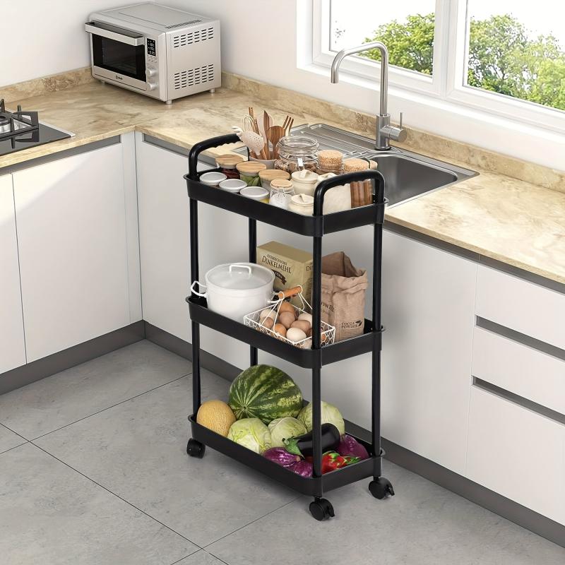 Narrow Sink Storage Rack Floor layer Small Storage Strolley Kitchen Organizer