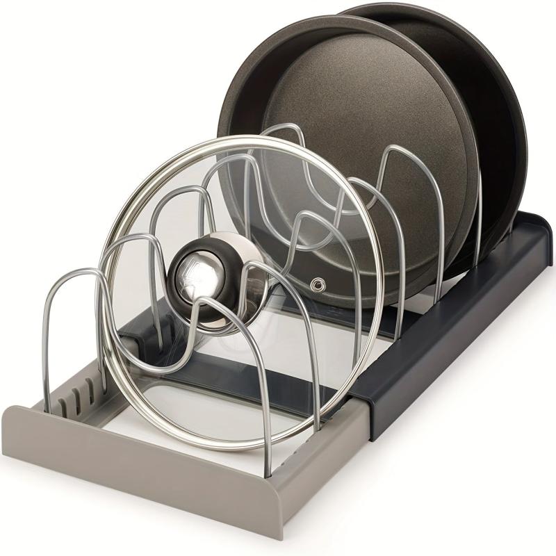 Plate Organizer For Kitchen Countertop Retractable Pot Lid Stand Shelf