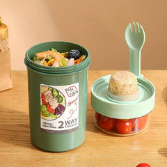 Double Layer Overnight Oats Jar with Lid and Spoon - Airtight Oatmeal Container