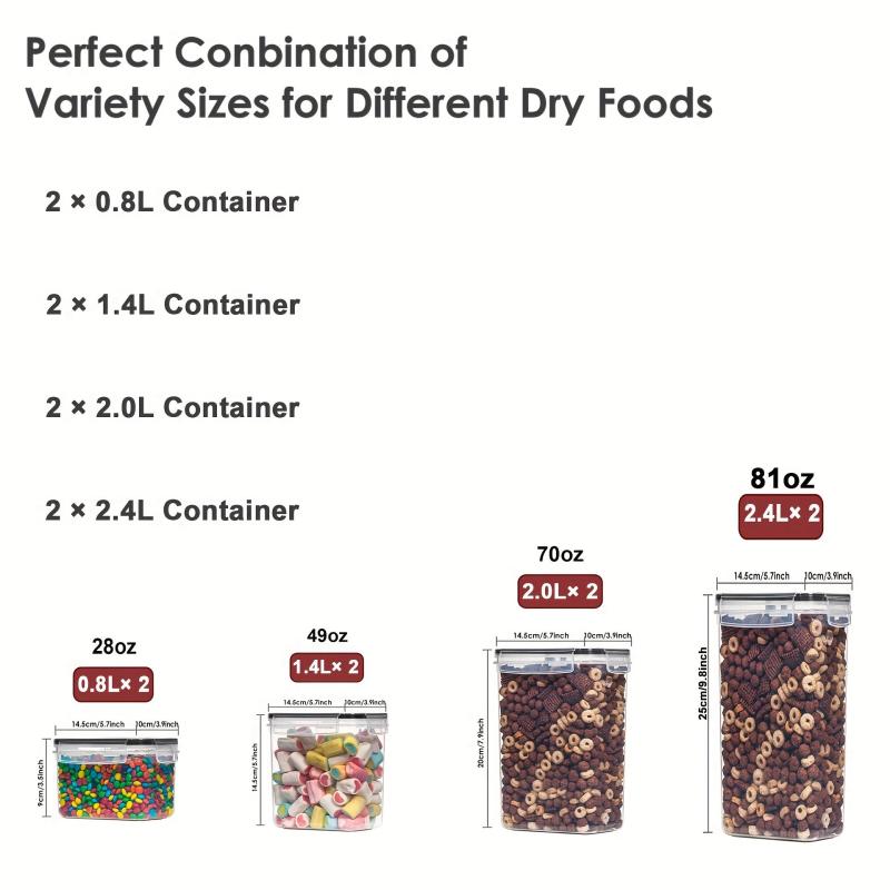 8pcs Airtight Food Storage Containers for Pantry Organization