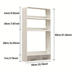 Layer Wall Mounted Spice Rack with 6 Hooks Punching Storage Shelf for Kitchen