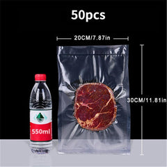 50pcs BPA Embossed Vacuum Bags for Food Preservation, Sous Vide & More