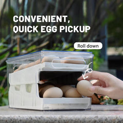 Refrigerator Egg Holder Tray with Lid Clear Countertop Dispenser Fridge Egg Tray