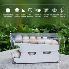 Refrigerator Egg Holder Tray with Lid Clear Countertop Dispenser Fridge Egg Tray