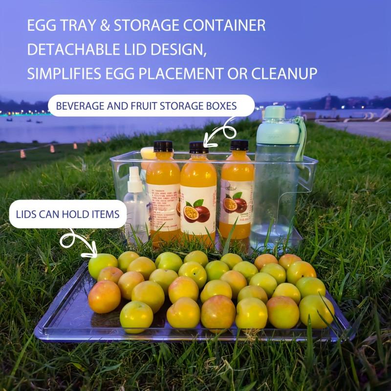 Refrigerator Egg Holder Tray with Lid Clear Countertop Dispenser Fridge Egg Tray
