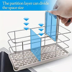 Adjustable Stainless Steel Sponge Holder for Kitchen Sink Hanging Caddy