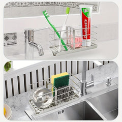 Adjustable Stainless Steel Sponge Holder for Kitchen Sink Hanging Caddy
