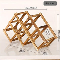 Wooden Wine Rack Pine Foldable Drink Bottle Storage Organizer