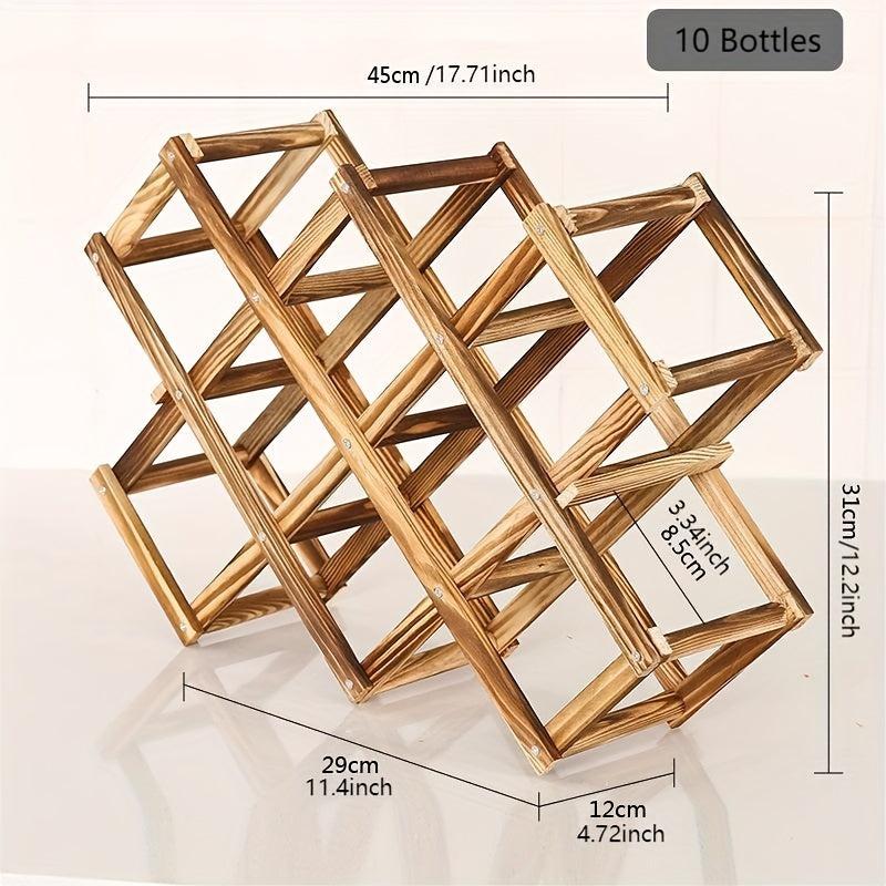 Wooden Wine Rack Pine Foldable Drink Bottle Storage Organizer