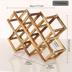 Wooden Wine Rack Pine Foldable Drink Bottle Storage Organizer