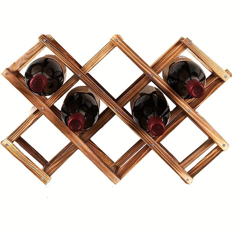 Wooden Wine Rack Pine Foldable Drink Bottle Storage Organizer