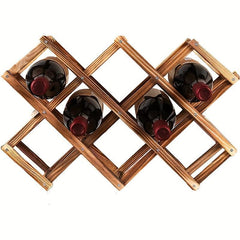 Wooden Wine Rack Pine Foldable Drink Bottle Storage Organizer