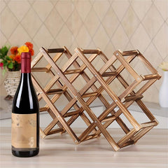 Wooden Wine Rack Pine Foldable Drink Bottle Storage Organizer