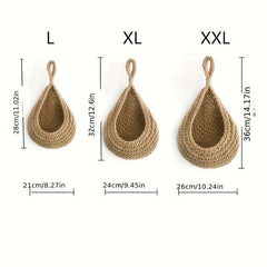 3pcs Fruit Hammock Bag Kitchen Wall Hanging Basket Bird's Nest Wall Basket