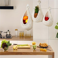 3pcs Fruit Hammock Bag Kitchen Wall Hanging Basket Bird's Nest Wall Basket