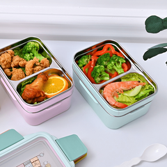 Stainless Steel Lunch Box Grids Office Bento Box Leakproof Food Container
