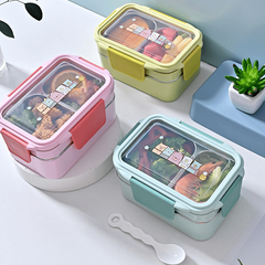Stainless Steel Lunch Box Grids Office Bento Box Leakproof Food Container
