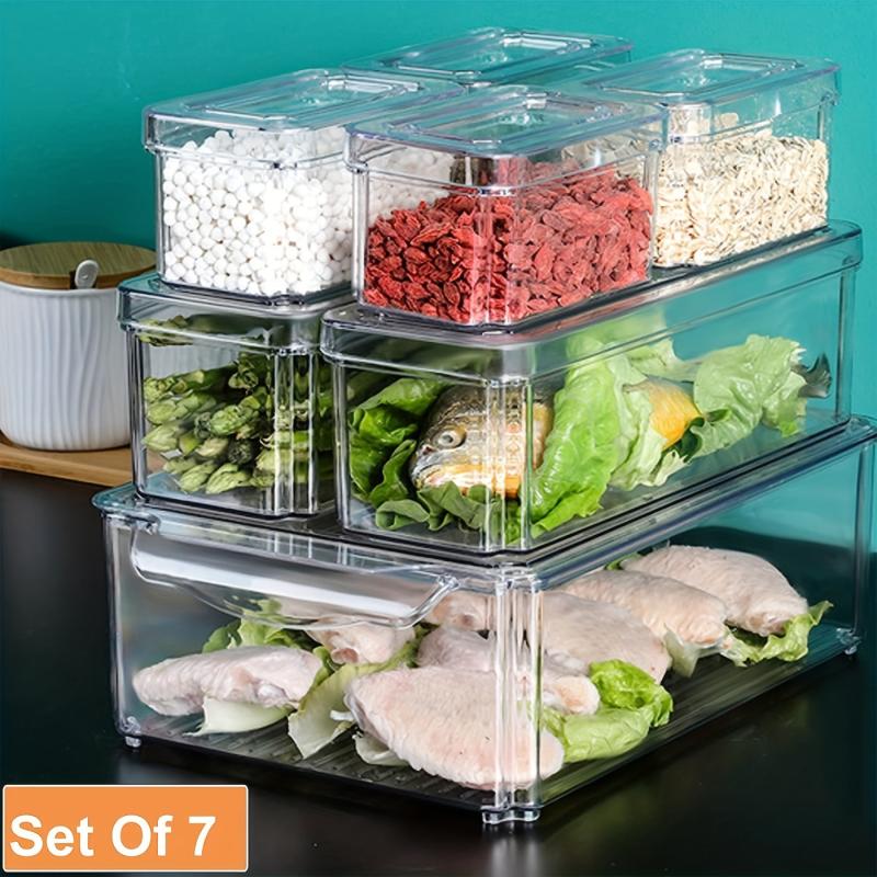 7 Stackable Fridge Organizers with Lids, BPA-Free Fruit Storage Containers