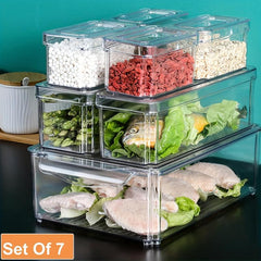 7 Stackable Fridge Organizers with Lids, BPA-Free Fruit Storage Containers