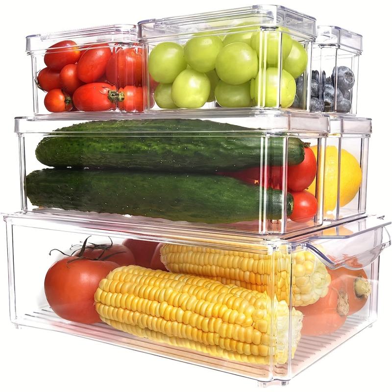 7 Stackable Fridge Organizers with Lids, BPA-Free Fruit Storage Containers
