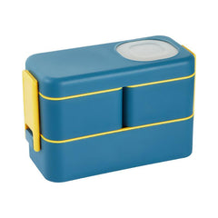 Portable Divided Lunch Box w/ Spork & Spoon - Leakproof Salad Snack Box