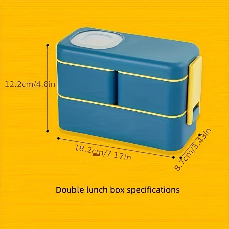 Portable Divided Lunch Box w/ Spork & Spoon - Leakproof Salad Snack Box