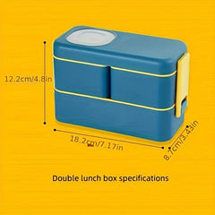 Portable Divided Lunch Box w/ Spork & Spoon - Leakproof Salad Snack Box