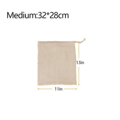 Reusable Cotton Mesh Vegetable Bag with Drawstring