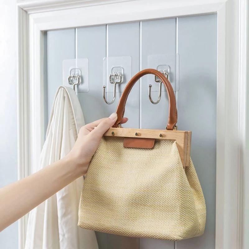 4pcs Transparent Hooks Wall-mounted Glue Hook Household Bathroom
