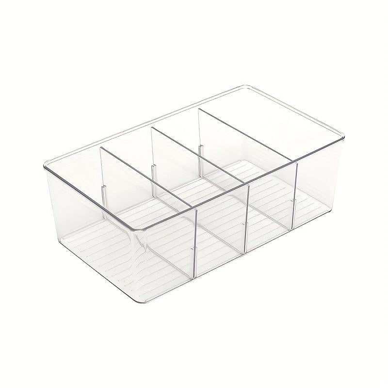 Clear Plastic Food Storage Bins with 4 Compartments - Pantry Kitchen Organizer