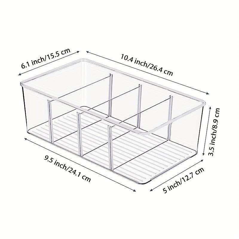 Clear Plastic Food Storage Bins with 4 Compartments - Pantry Kitchen Organizer