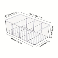 Clear Plastic Food Storage Bins with 4 Compartments - Pantry Kitchen Organizer