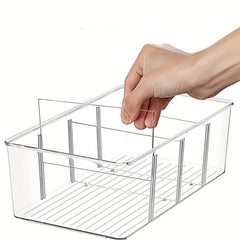 Clear Plastic Food Storage Bins with 4 Compartments - Pantry Kitchen Organizer