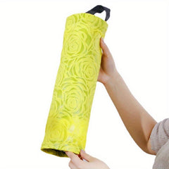 Foldable Rose Flower Garbage Bag Holder Wall Mounted Plastic Bag Collector