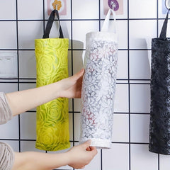 Foldable Rose Flower Garbage Bag Holder Wall Mounted Plastic Bag Collector