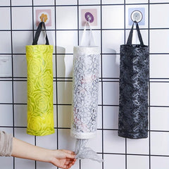 Foldable Rose Flower Garbage Bag Holder Wall Mounted Plastic Bag Collector