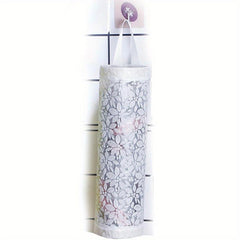 Foldable Rose Flower Garbage Bag Holder Wall Mounted Plastic Bag Collector