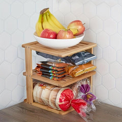 3 Layer Bamboo Corner Shelf Kitchen Cabinet Organizer Storage Rack