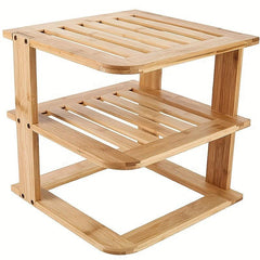 3 Layer Bamboo Corner Shelf Kitchen Cabinet Organizer Storage Rack