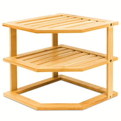 3 Layer Bamboo Corner Shelf Kitchen Cabinet Organizer Storage Rack