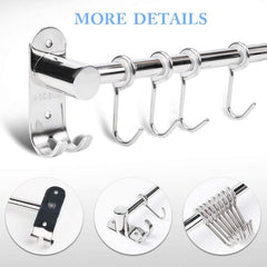 304 Stainless Steel Kitchen Hanger with 12 Hooks