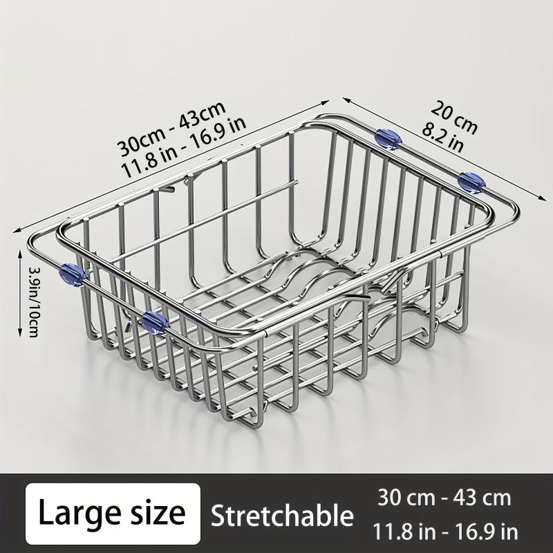 Retractable Dish Drainer Sink Extendable Colander Stainless Steel Drying Rack