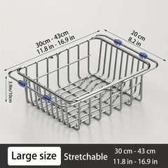 Retractable Dish Drainer Sink Extendable Colander Stainless Steel Drying Rack